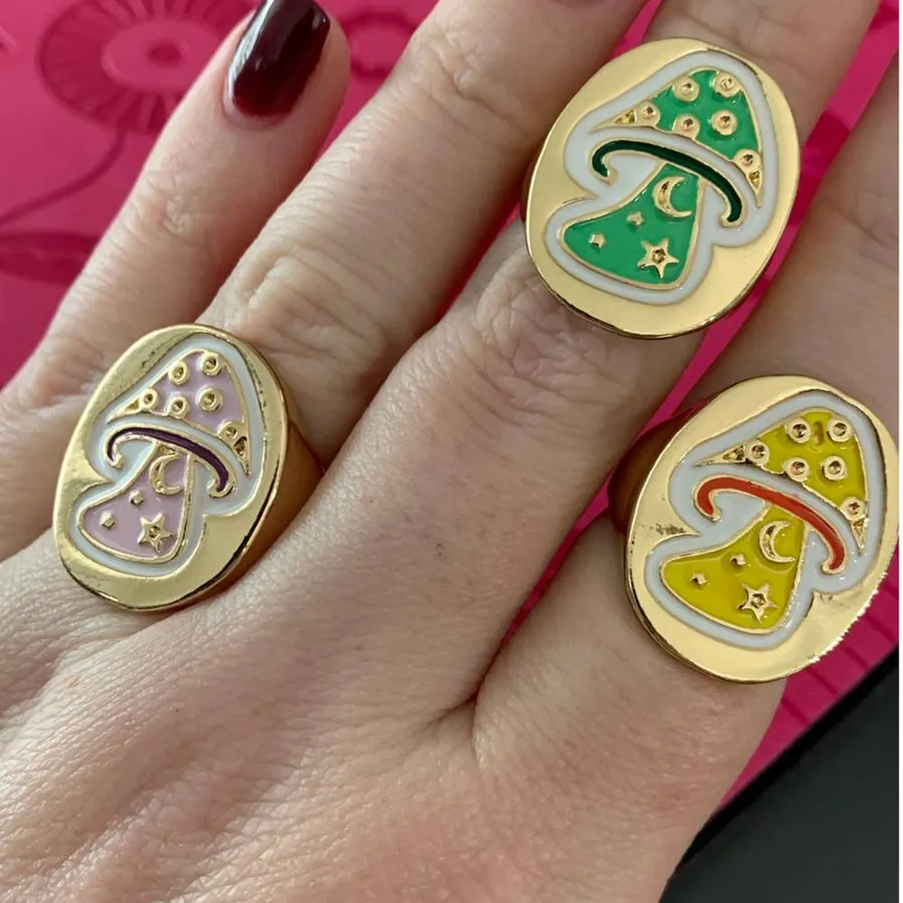 Chunky Mushroom Rings Set Of Three - Garden Cottage Jewelry #BN2 - Image 2