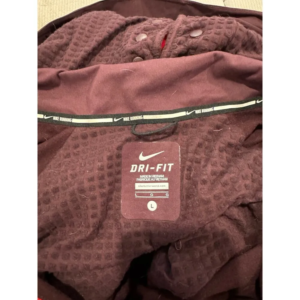 Nike  Dri Fit Women's Size Large Shield Max Running Hood Jacket Red/Black - Image 3