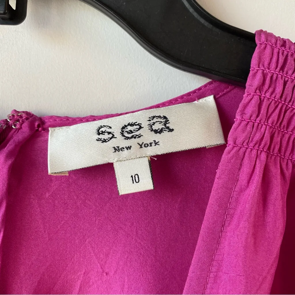 Sea New‎ York Fabiola Silk Peplum Blouse Pink 10 - Image 4