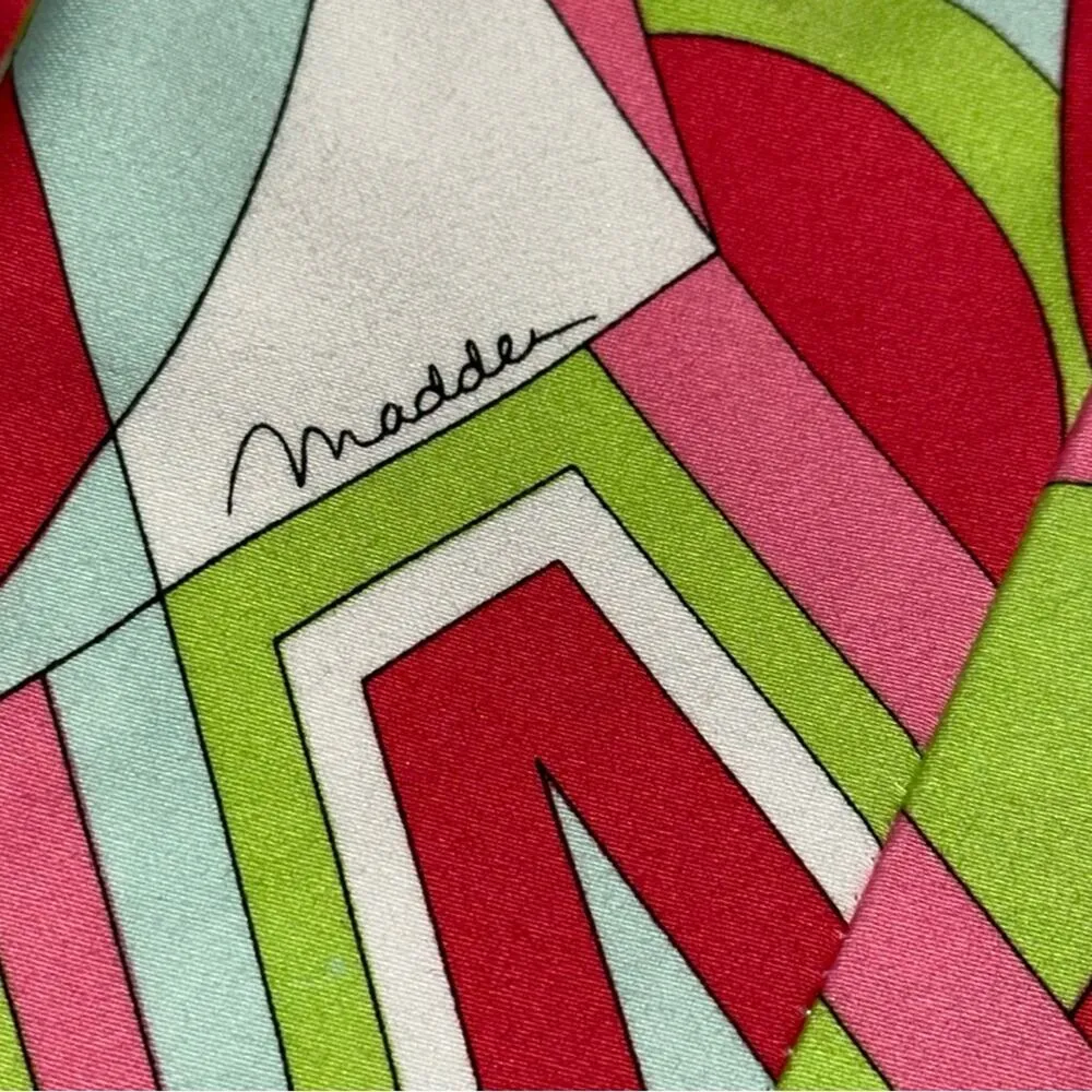 Melly M Women’s 0 White Pink Blue Green Abstract Geometric Print Strapless Dress - Image 5