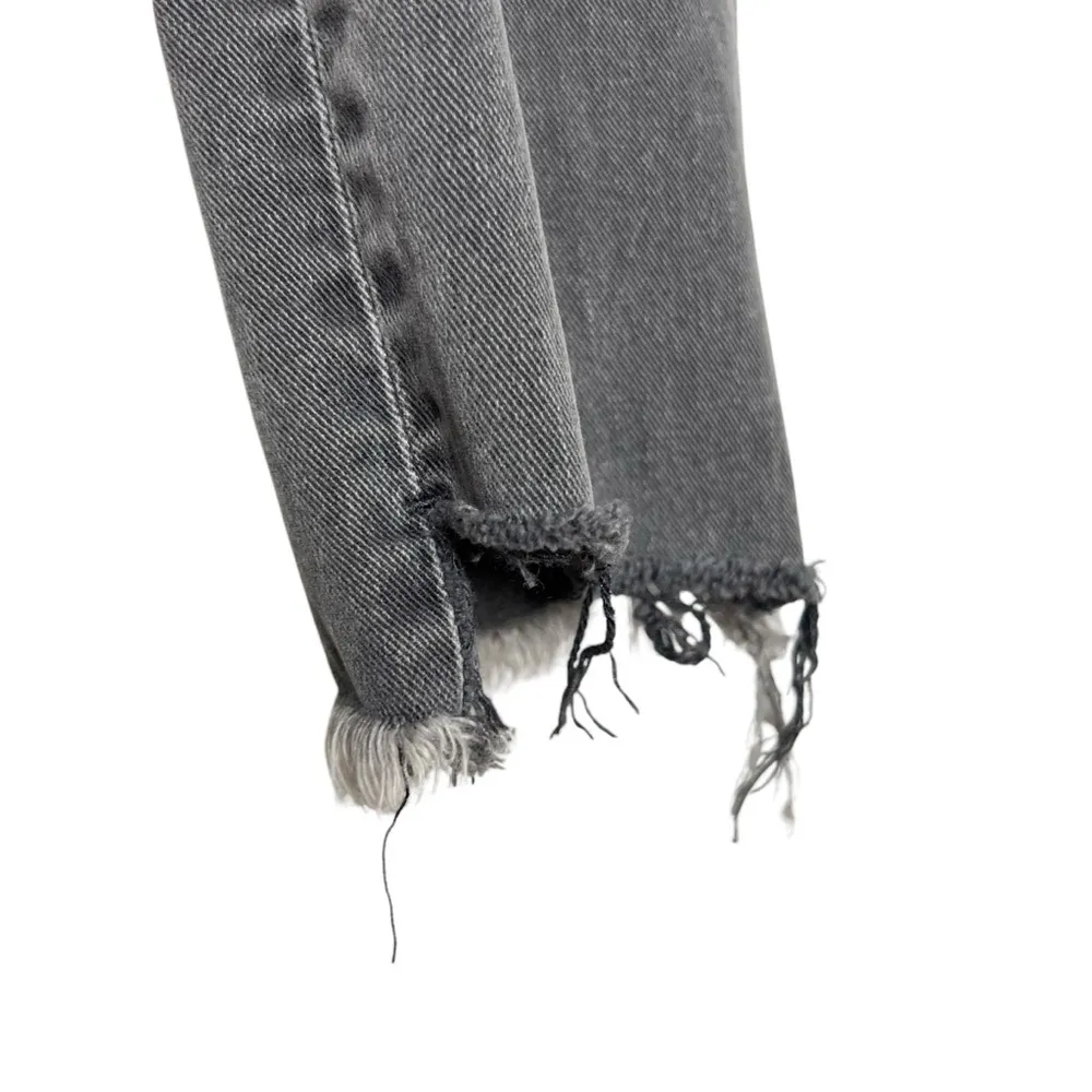 Current/Elliott Sample Gray Mid Rise Raw Step Hem Cropped Distressed Jeans - Image 5