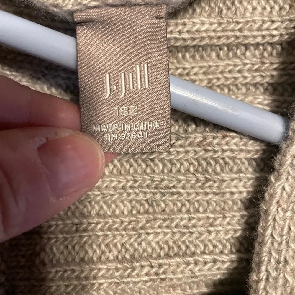J. Jill Cream Ribbed Knit Wool Linen Blend Scarf One Size Preppy Minimalist Cozy Tan - Image 4
