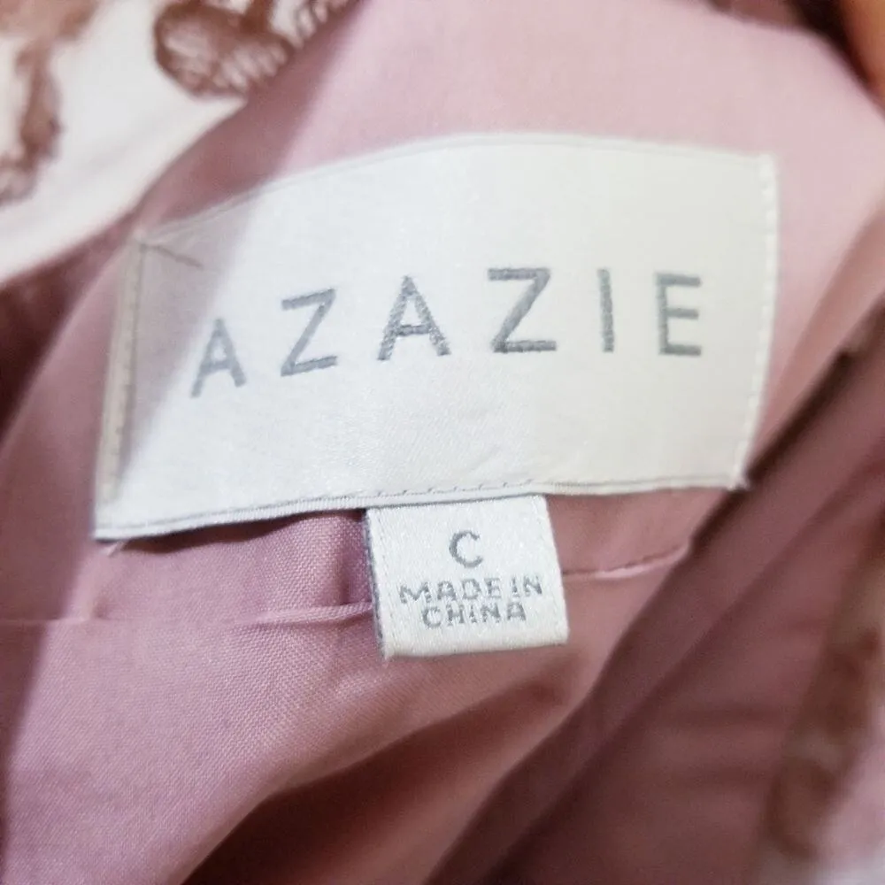 Azazie A-Line Lace Chiffon Floor-Length Dress in Dusty Rose Size 2X - Image 8