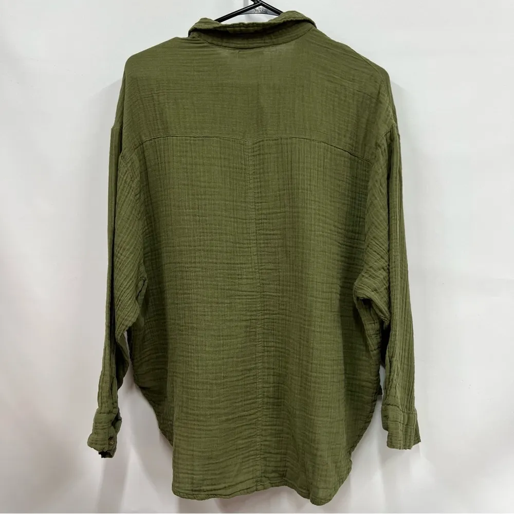 Urban Outfitters Out From Under small Olive Green Button Down Long Sleeve Top - Image 2