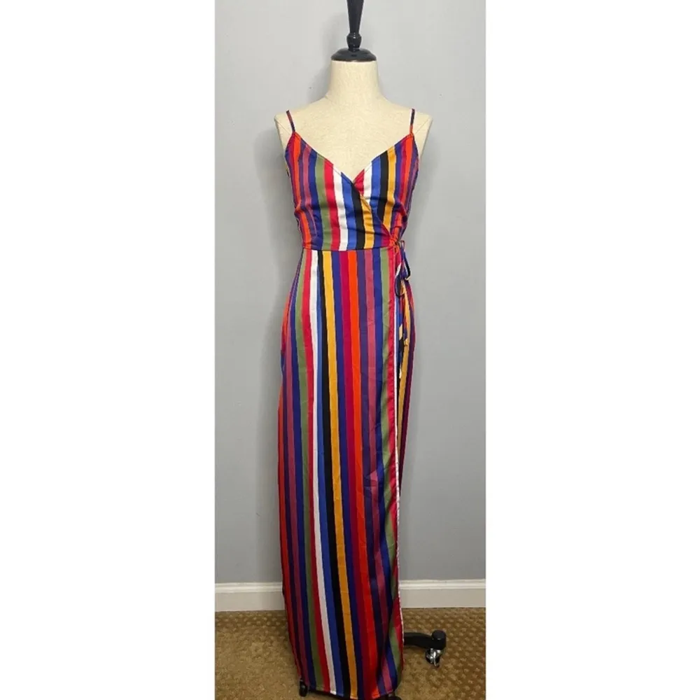 SUPERDOWN Revolve Ella Multicolor Stripe Maxi Dress XXS - Image 3
