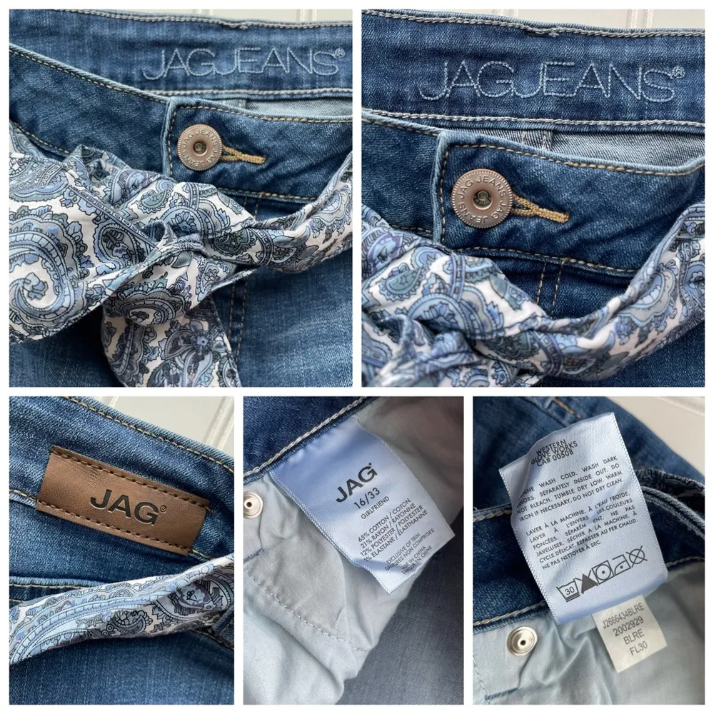 JAG Denim Jean Short with Belt Carters Girlfriend Blue Reef Size 16 NWT - Image 5