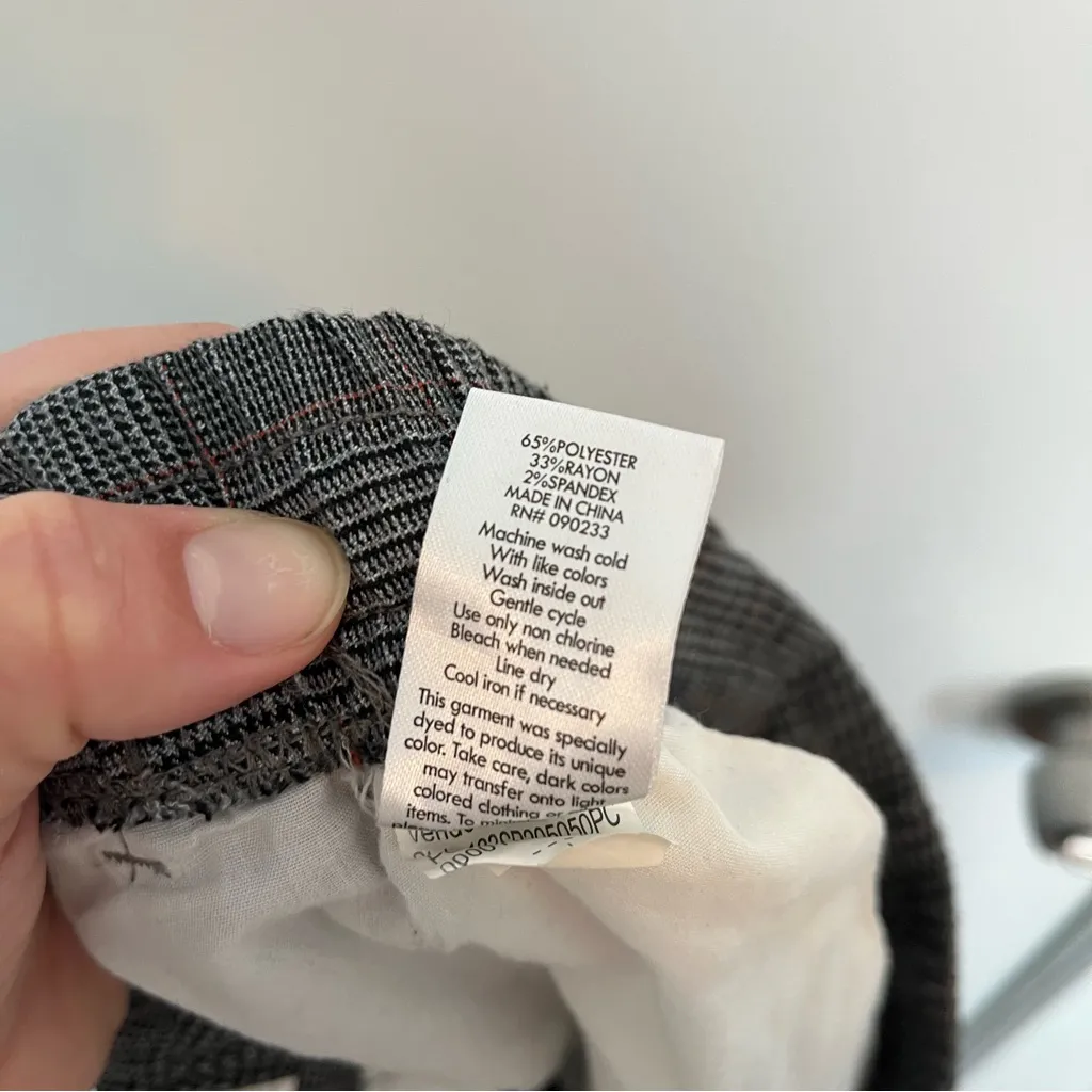 PacSun gray plaid joggers large drawstring casual office slim fit trousers - Image 4