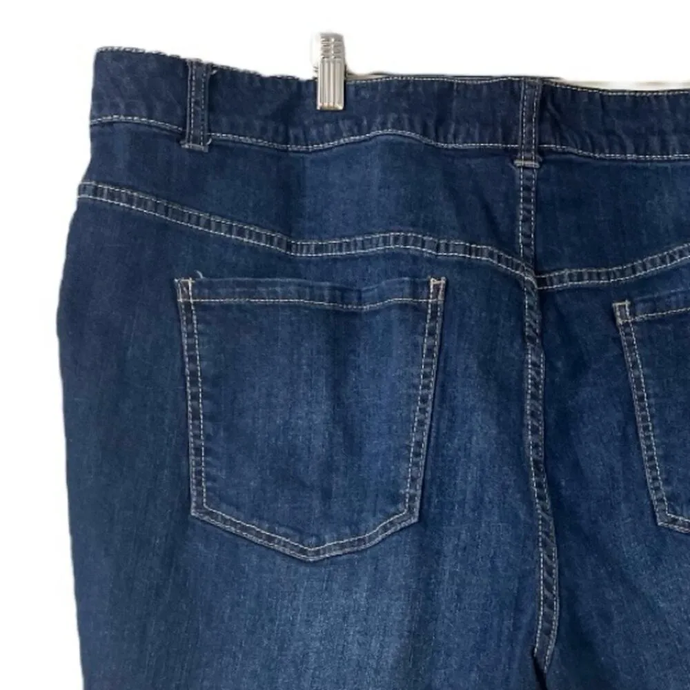 Lane Bryant Jean Shorts Cut Off Raw Hem Dark Wash Mid Rise Women’s Plus Size 26 - Image 4