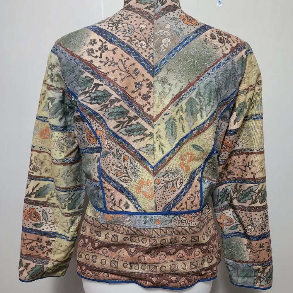 Coldwater Creek blue multicolored southwestern embroidered blazer size 6p - Image 6