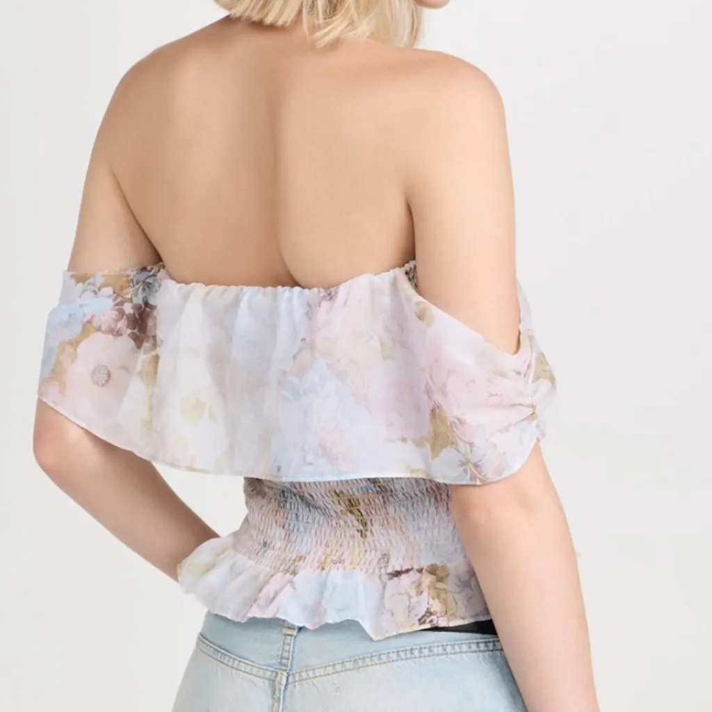 WAYF Off Shoulder Smocked Top Antique Roses S - Image 2