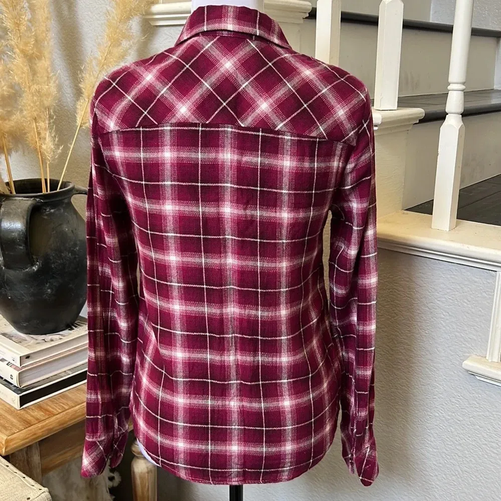 BCBGeneration Plaid Button Up Flannel Western Top - Image 5