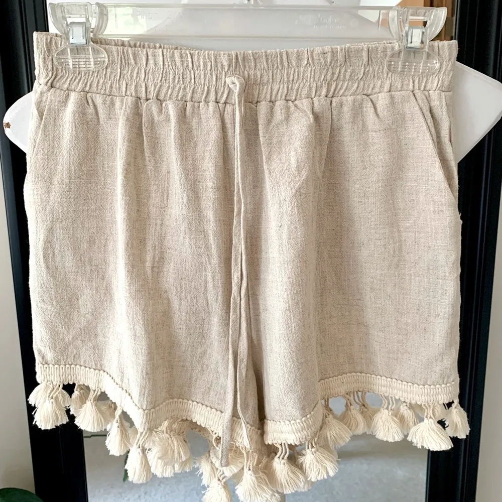 VICI Ecru Tassel Shorts - Image 2
