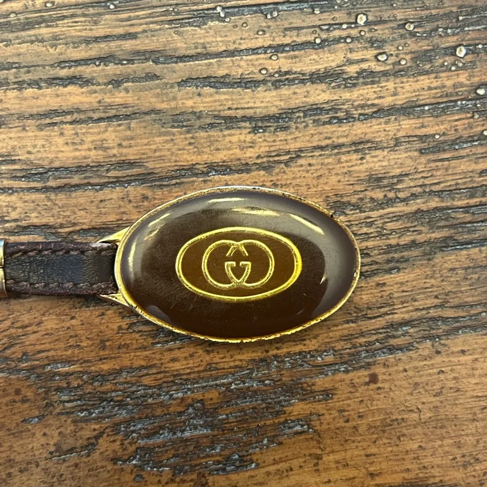 Authentic GUCCI Keyring GP Interlocking Gold Dark Navy blue Old Gucci Vintage - Image 5