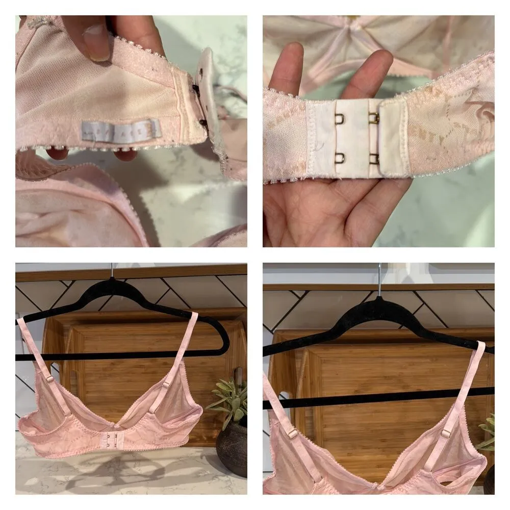 Savage x Fenty flocked logo cotton candy pink sheer with wire bra sexy size 36D - Image 8