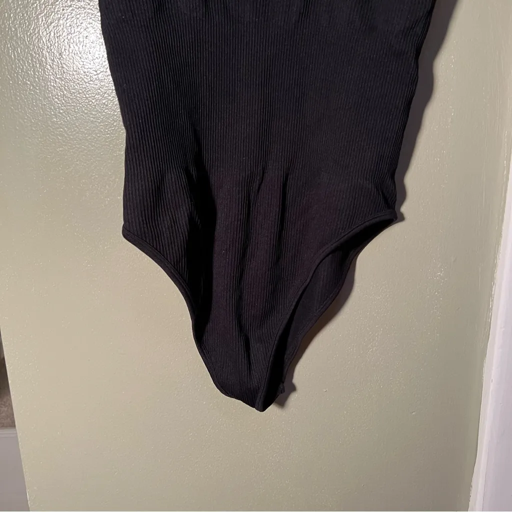 OQQ Ribbed Square Neck Bodysuit Black M Size M - Image 9