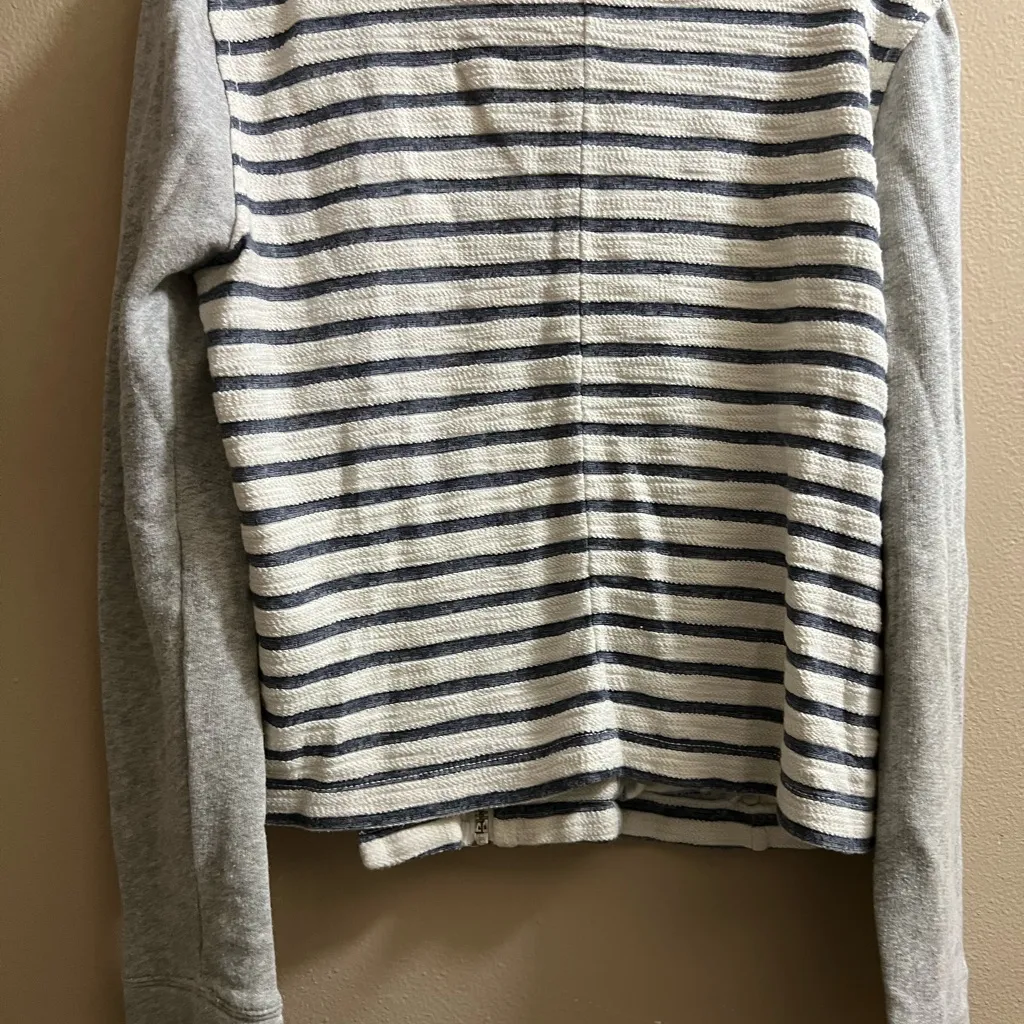 Lou & Grey By Loft Striped Zip Up Moto Jacket Size M - Image 6
