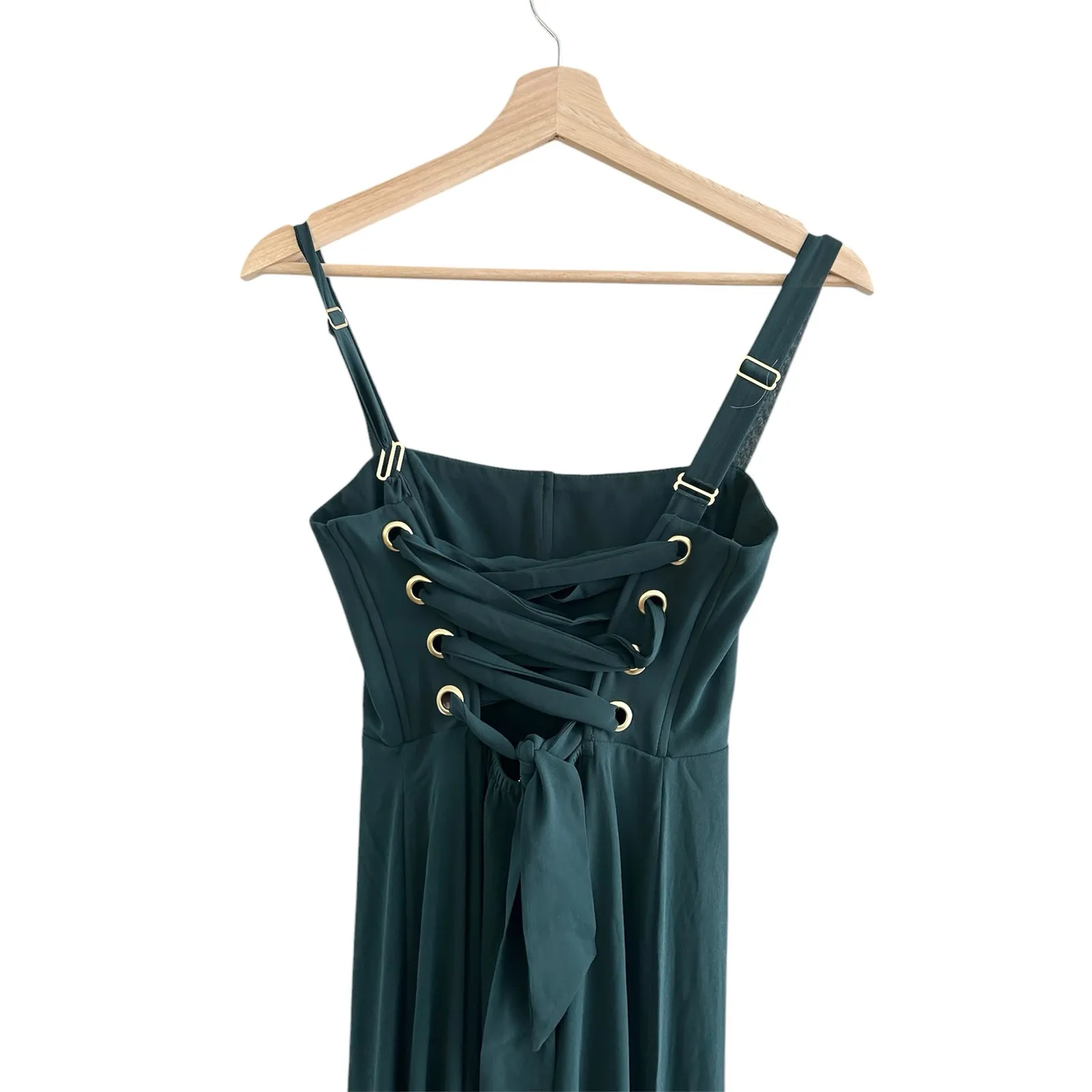 Show Me Your Mumu Clarissa Corset Dress in Emerald Chiffon XS - Image 6