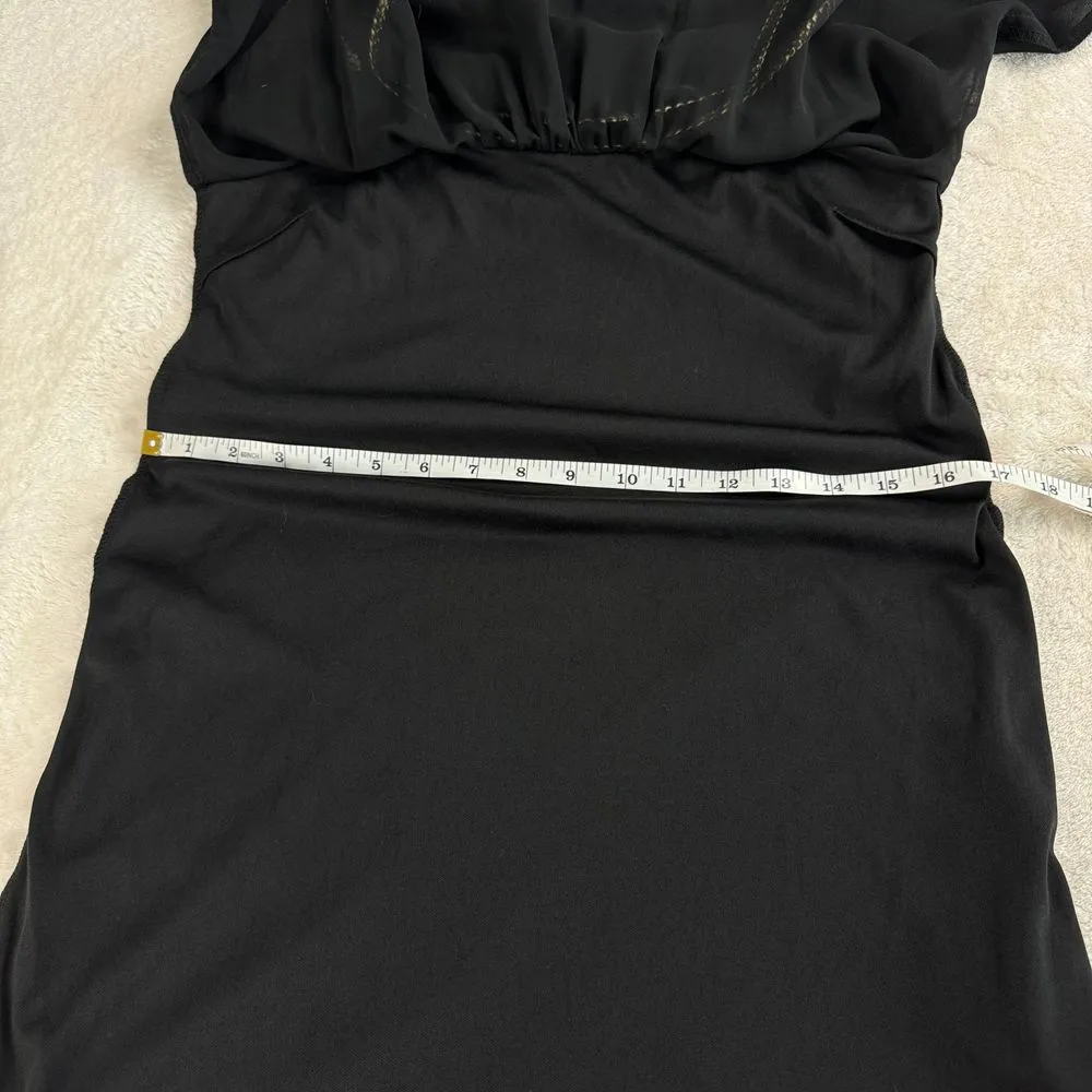 Love Culture Maxi Dress Womens Size M Black Gold Braided Straps Semi‎ Sheer Goth - Image 6