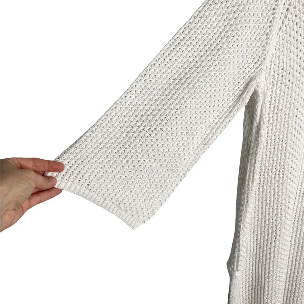 NWOT Jessica London White Open Knit Tunic Sweater Or Dress Side Vents 18/20 - Image 2