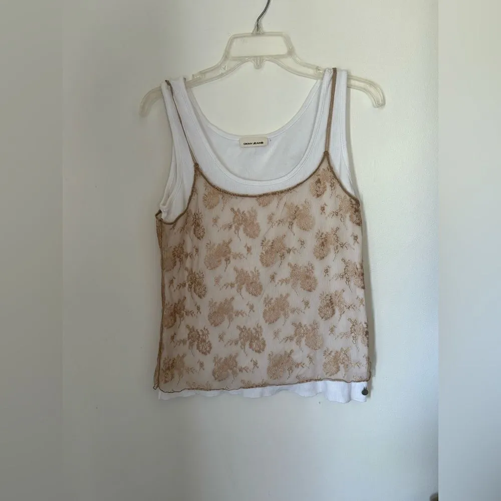 DKNY  Lace 2 layer tank y2k - Image 6
