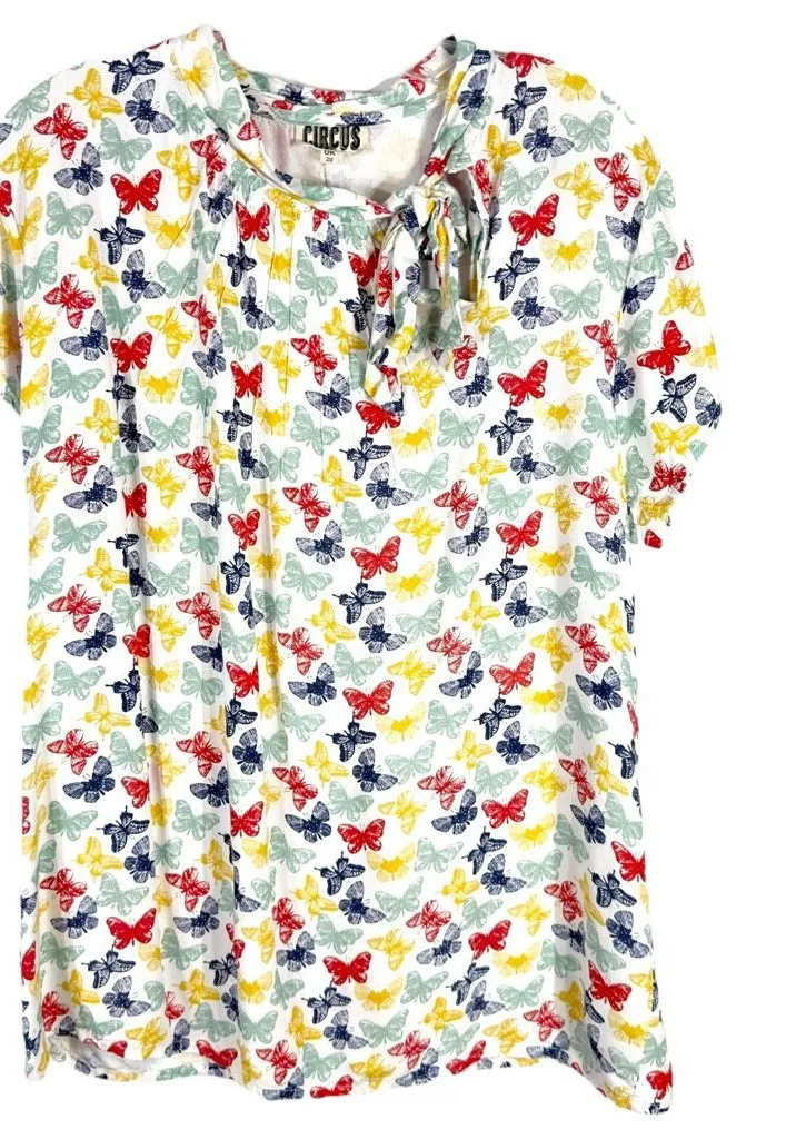 Circus by Sam Edelman Plus Size 20 Top Butterfly All Over Print Tie Neck 866 - Image 1