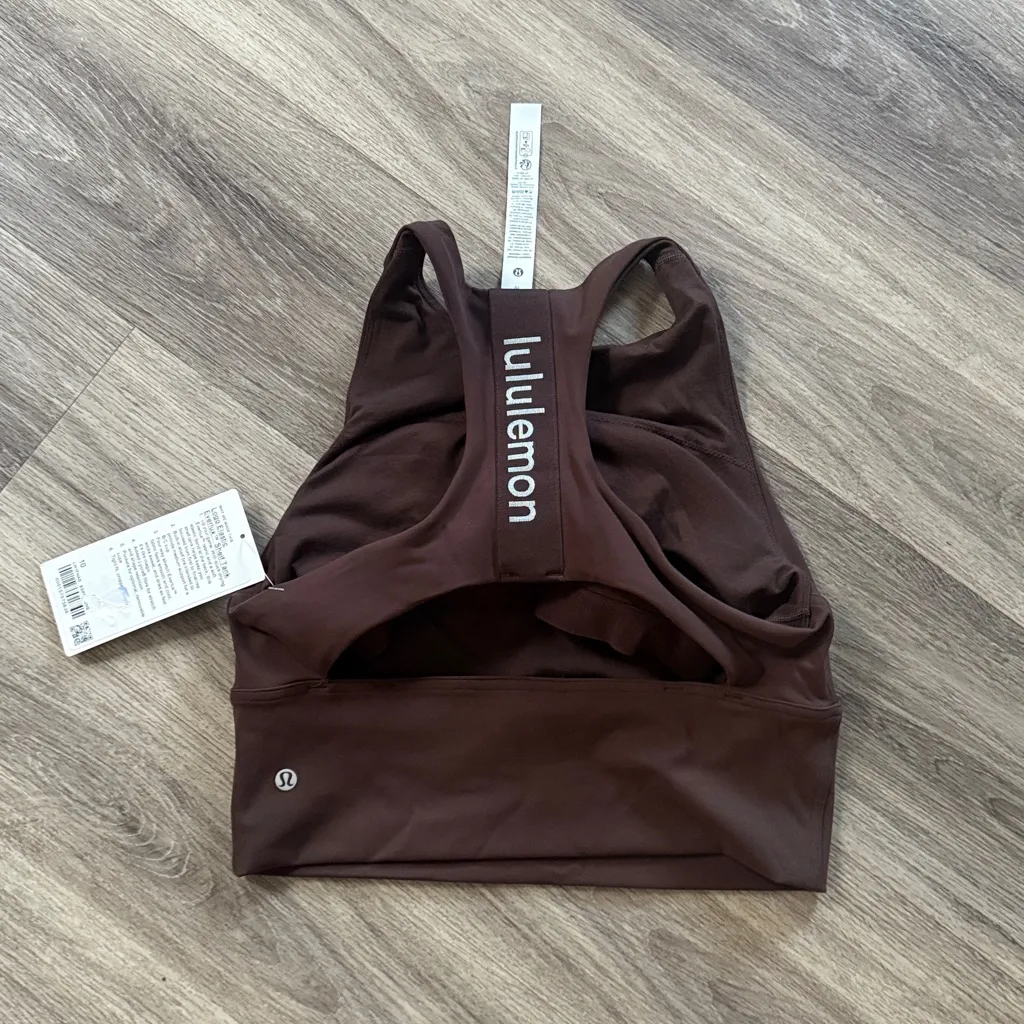 lululemon athletica Brown Tank Top Logo Elastic Everlux Shelf Tank 10 - Image 3