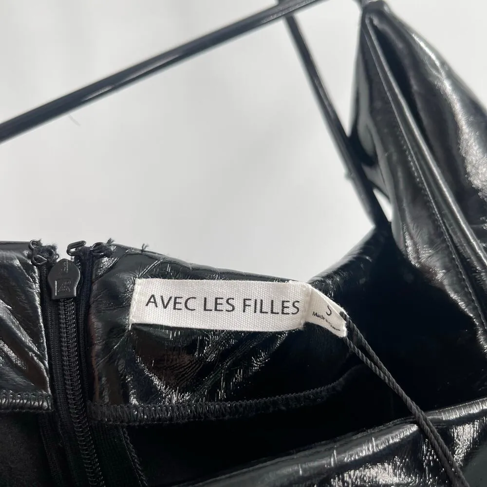 Avec Les Filles Dress SZ Small Faux Ever Leather One-Shoulder Bodycon Black NWT - Image 7