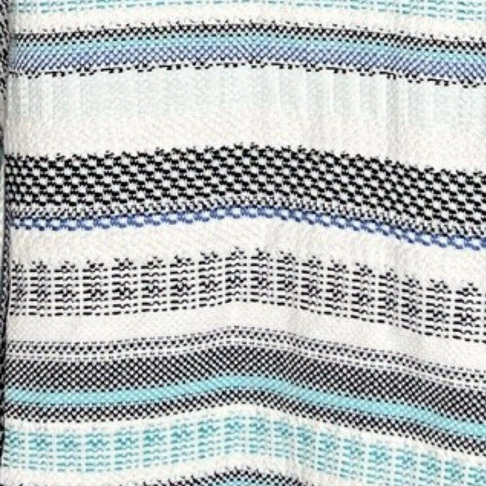 Chicos Sweater Womens Large White‎ Blue Stripe Tweed Cardigan Preppy Casual - Image 6