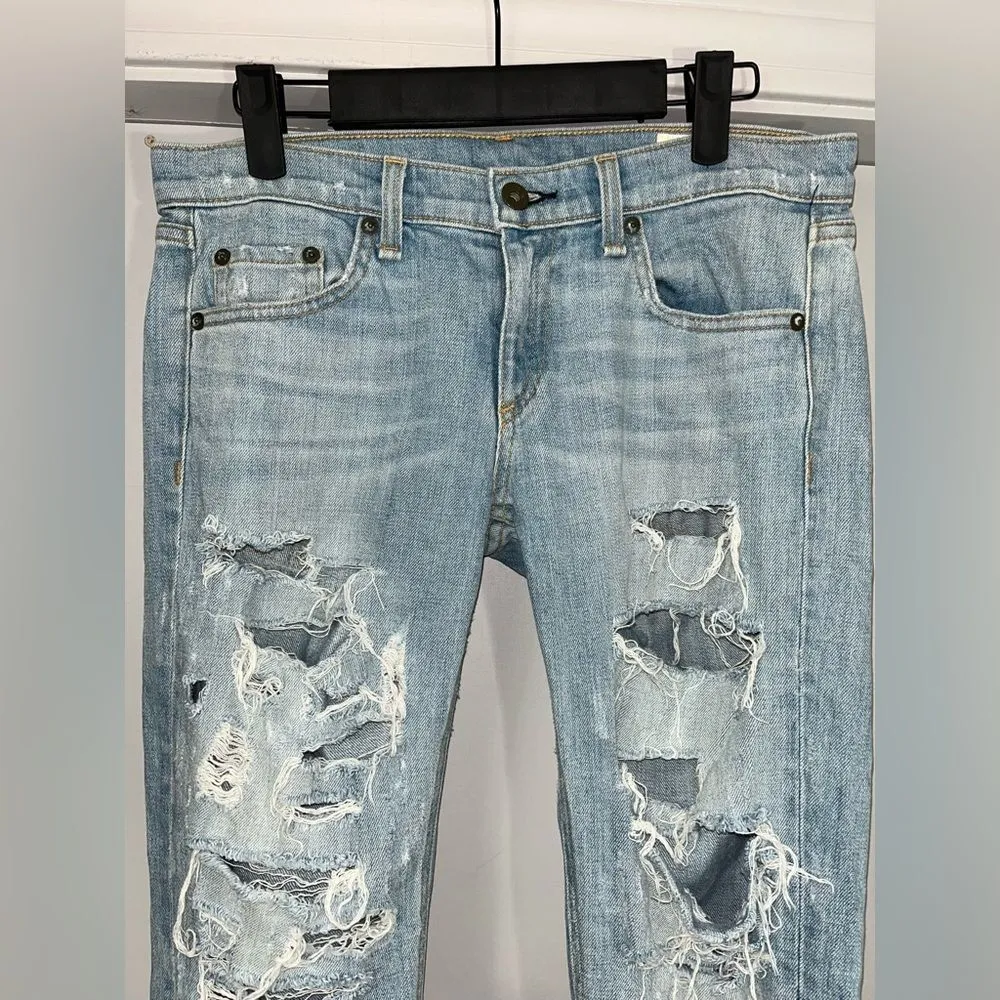 Rag and Bone The Dre Light Wash Heavily Distressed Boyfriend Jeans Size 25 - Image 6