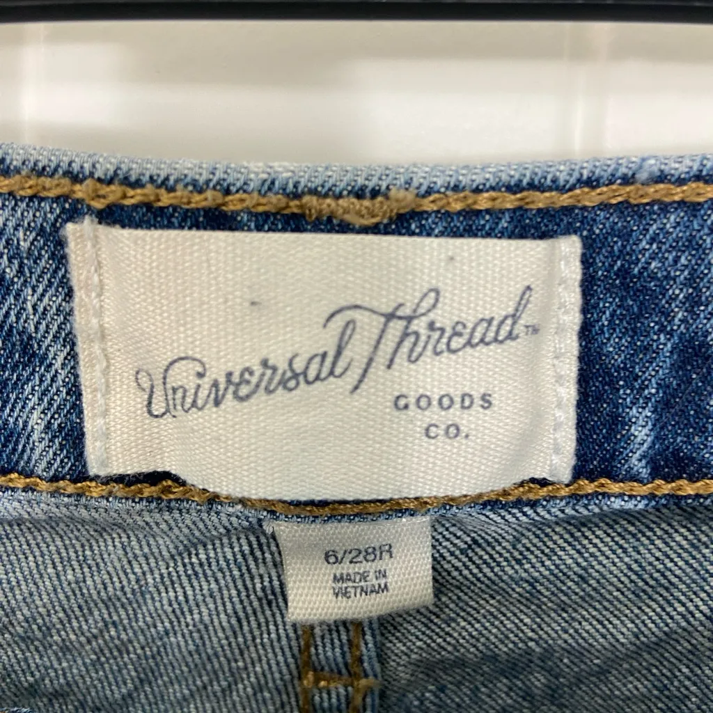 EUC Universal Thread women’s medium wash seam ripped‎ vintage straight jeans 6 - Image 4