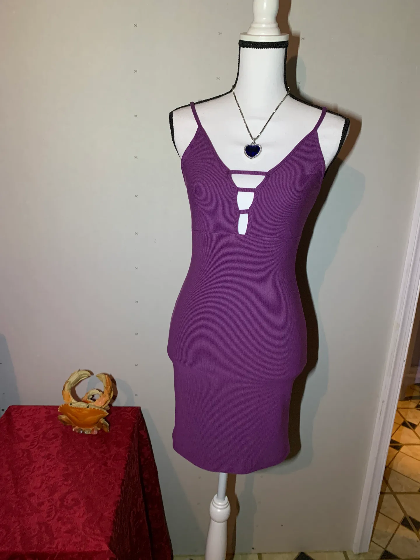 Purple Plunge Dress - Image 3