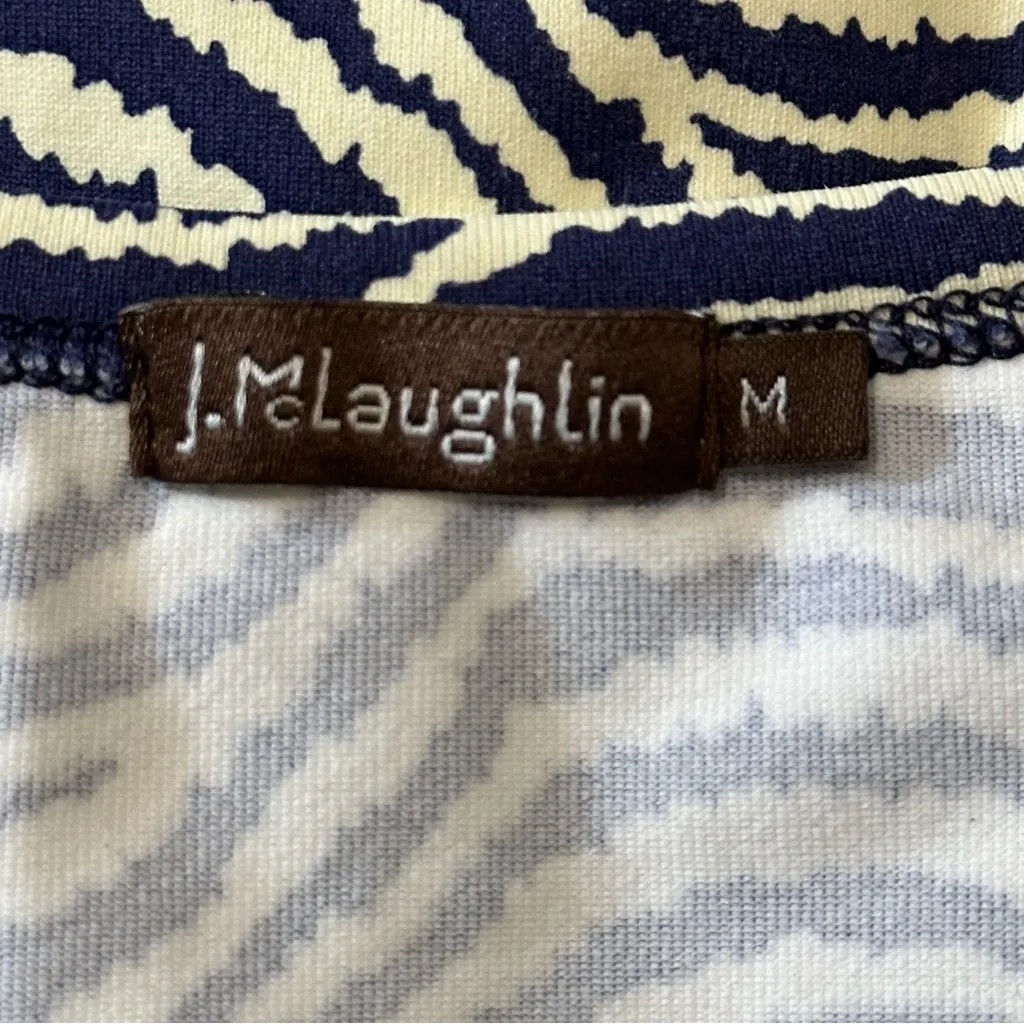 J. McLaughlin Women’s Size M Blue White Zebra Striped Catalina Shirt Top - Image 4