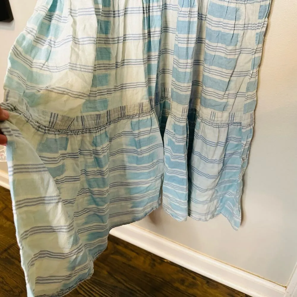 WARM Latitude Blue & White Short Sleeves Tie at Waist Flowy Maxi Dress Size M Size M - Image 9