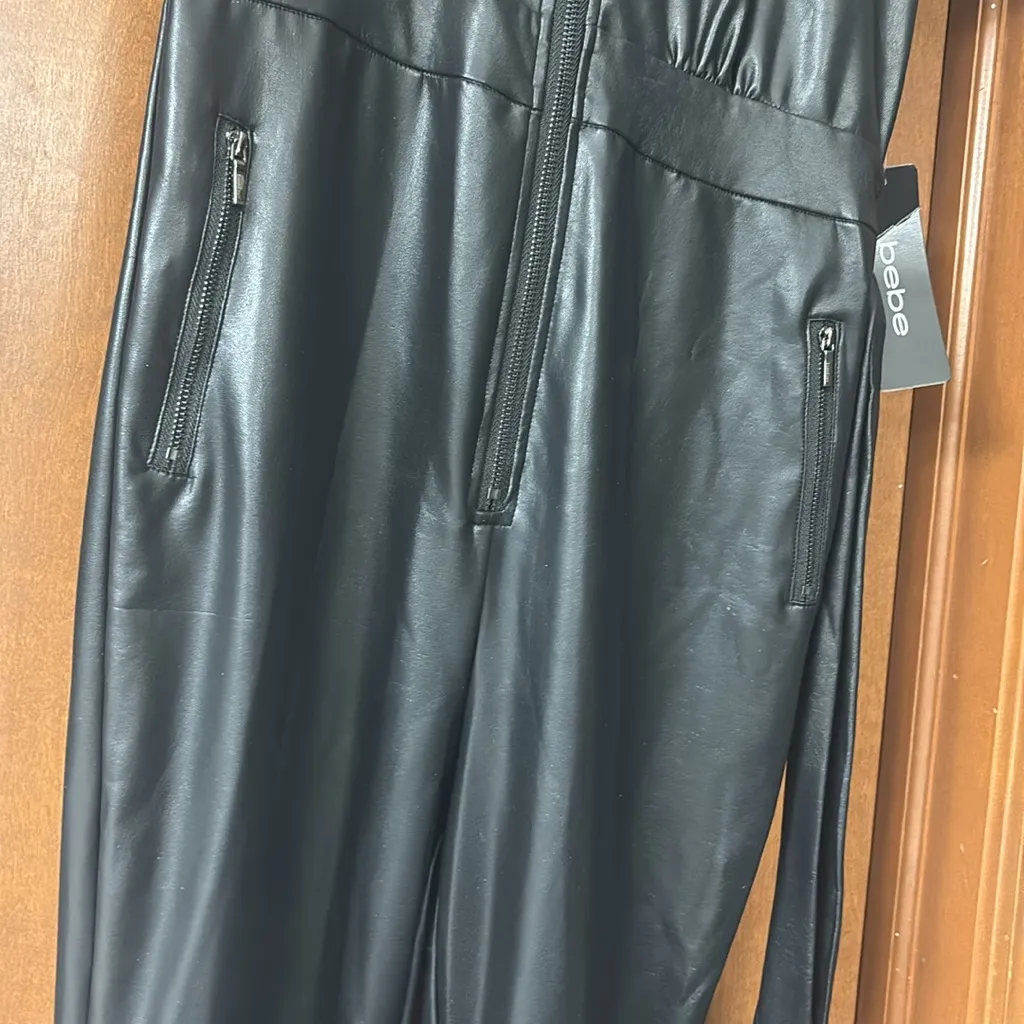 - NEW BEBE VEGAN LEATHER MOTO JUMPSUIT - Image 7