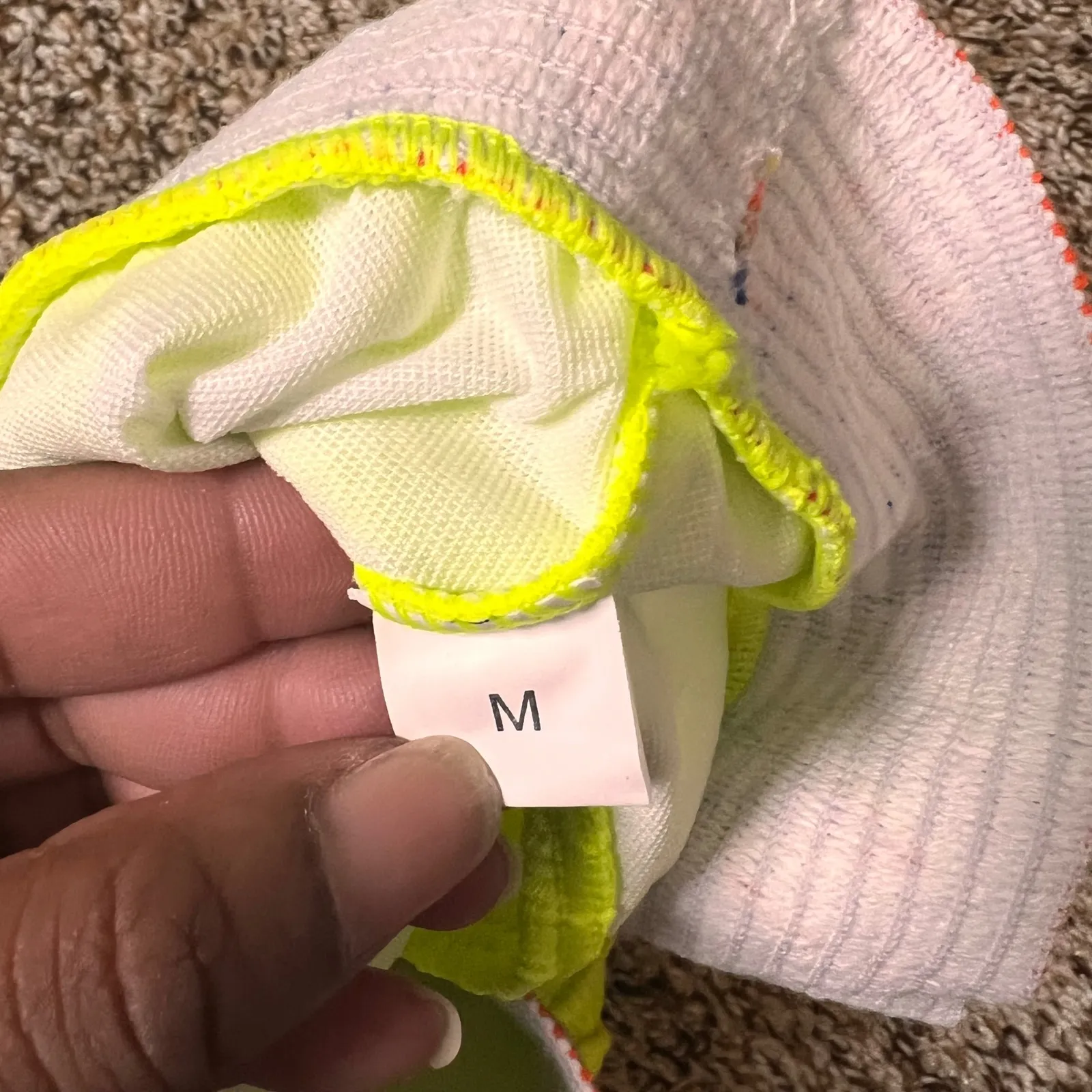 Neon Yellow Swimsuit Medium Two‎ Piece High Waist Cut Out Chevron Textured - Image 3