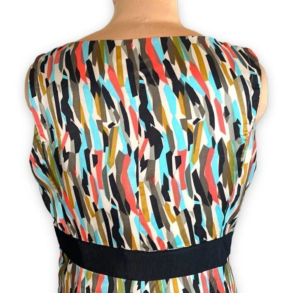 Vertigo Paris Dress Abstract Multicolored Art To Wear Sleeveless Ruched Sheath - Image 5