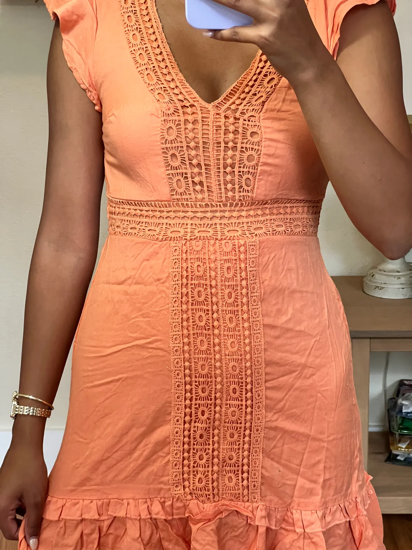 Orange Mini Sundress Size XS - Image 3