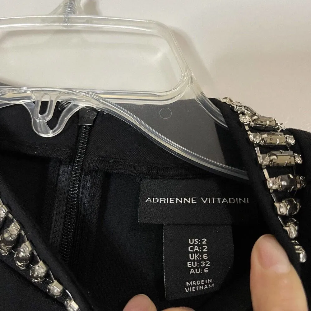 Adrienne Vittadini black sleeveless jeweled collar cocktail mini dress size US 2 - Image 4
