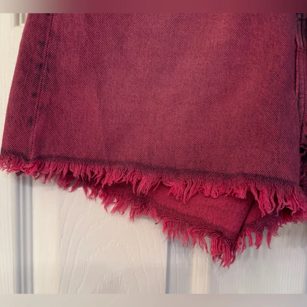 Amish Denim Fuchsia Pink Shorts Cotton High Rise Frayed Hemline Women’s Size 27 - Image 8