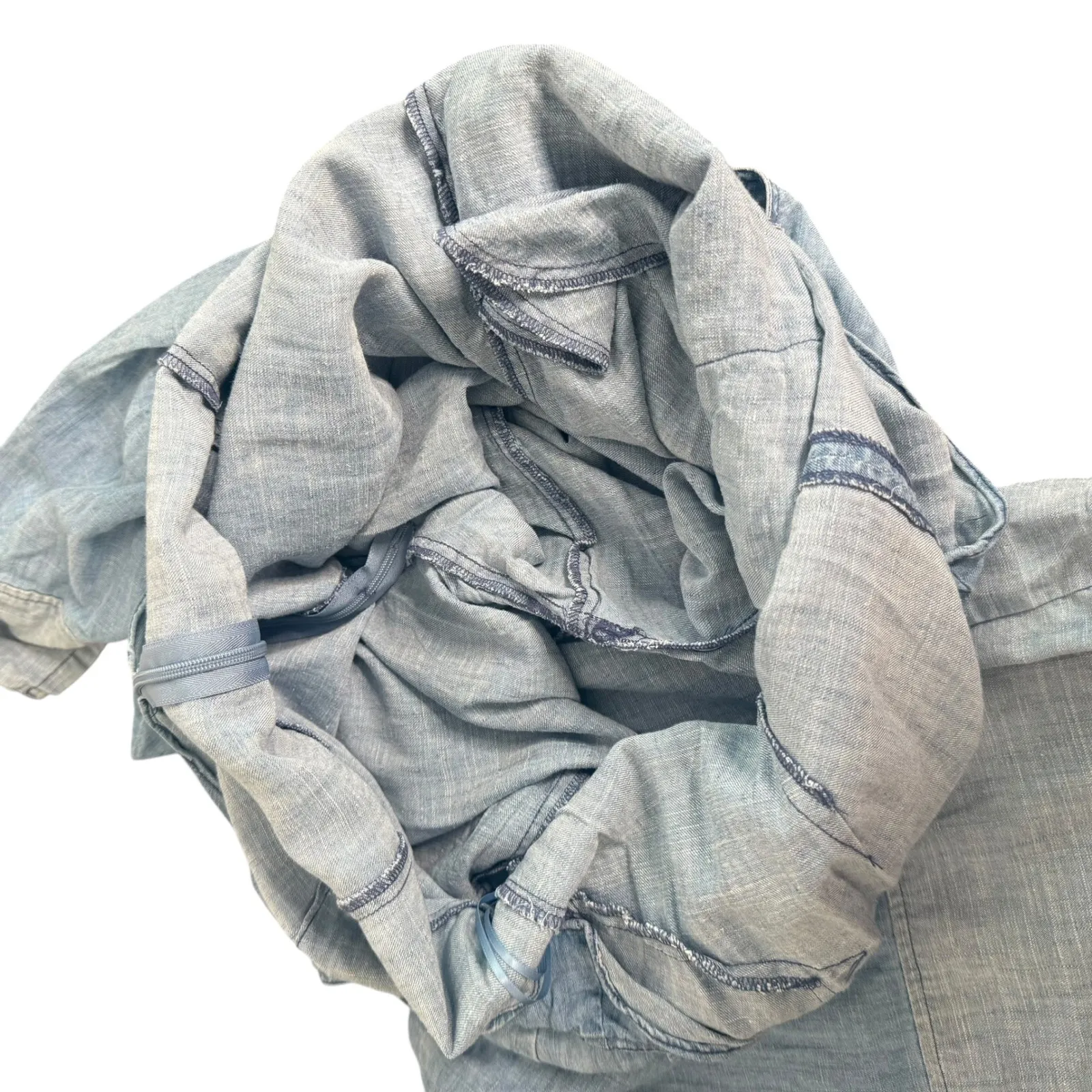 Trina Turk‎ Cloud Denim Chambray Wide Leg Jumpsuit Cropped Blue Women Size 12 - Image 12