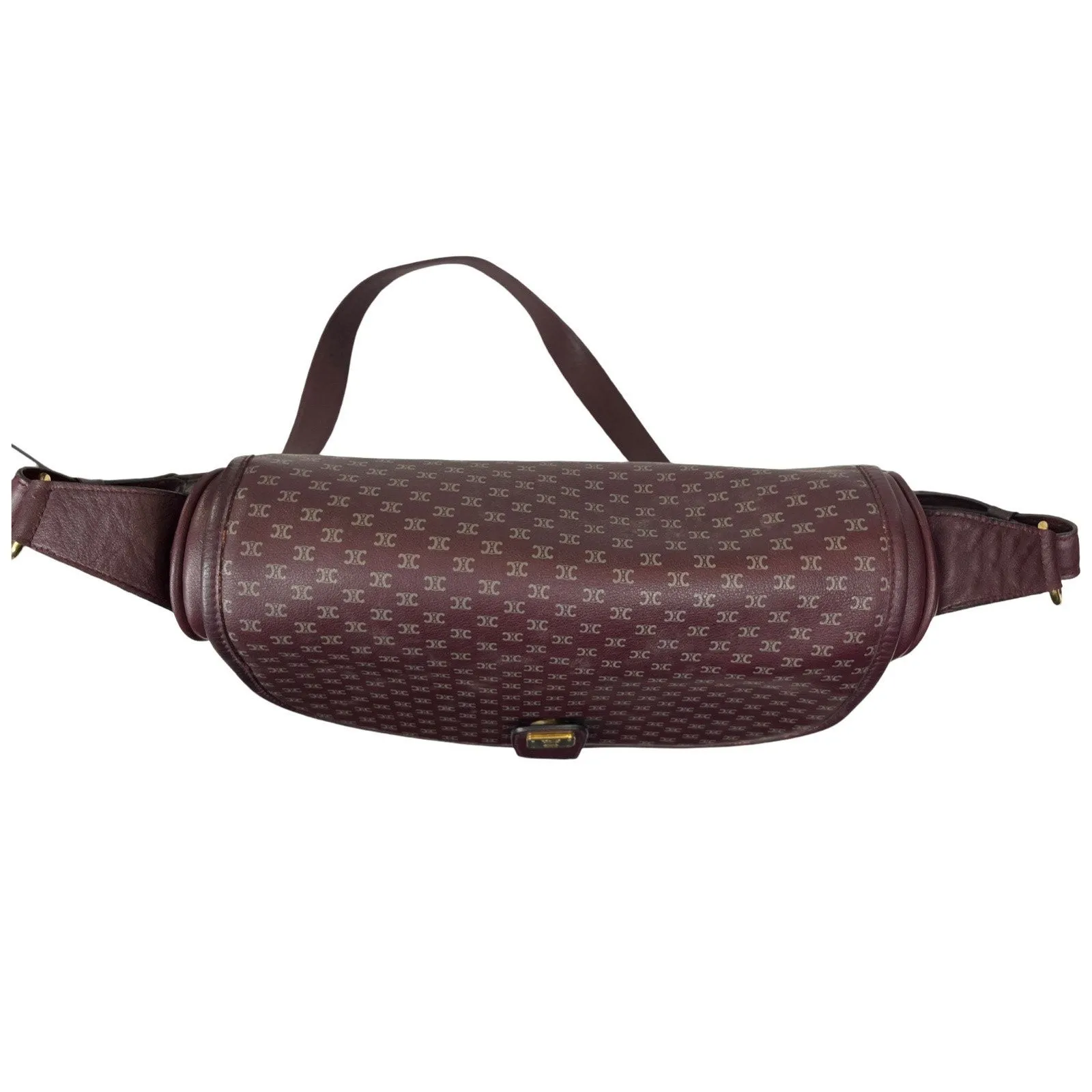 Vintage Celine Macadam Burgundy Flap Shoulder Bag Made In Italy Gold Hardware - Image 8