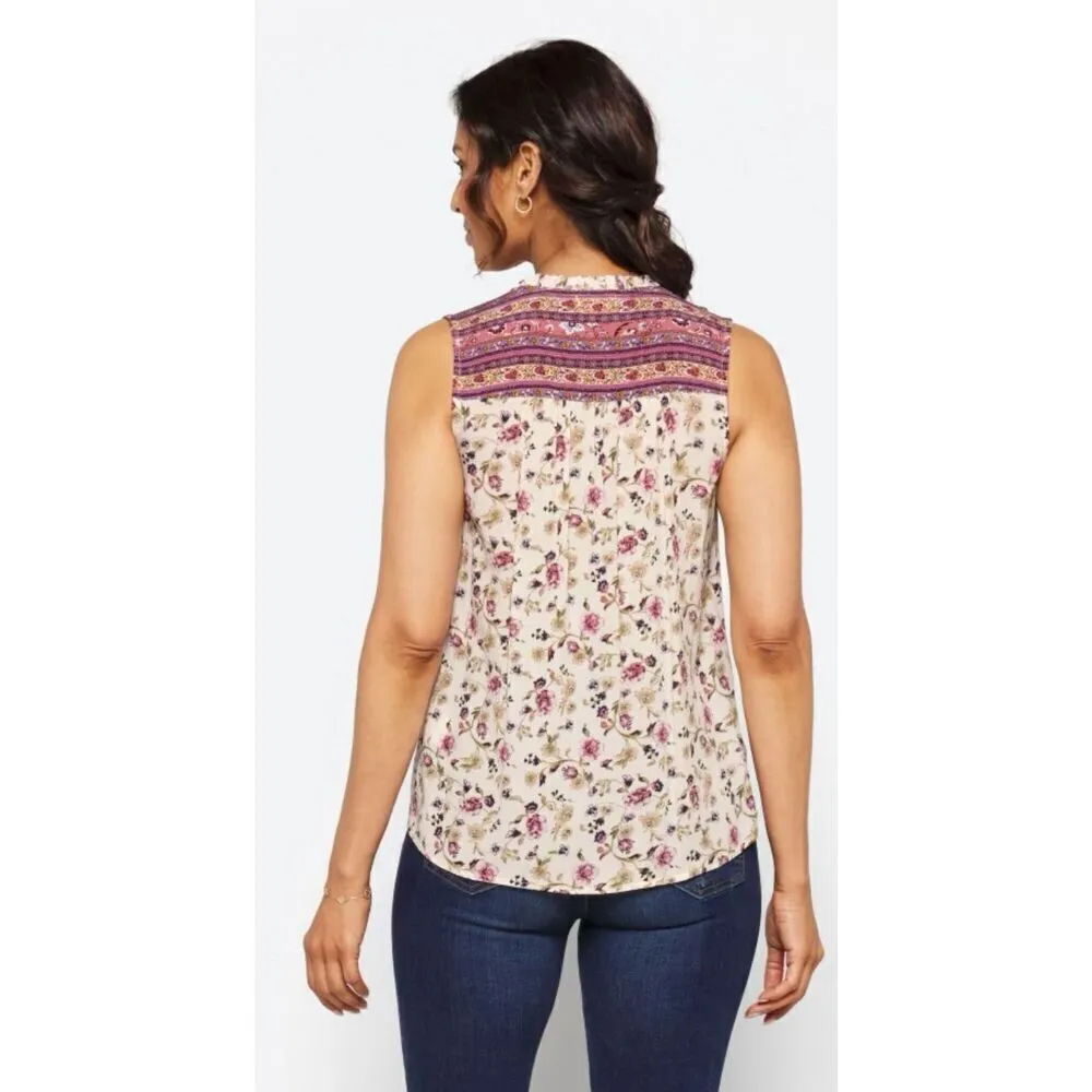 Mason & Belle Womens Floral Sleeveless Button Down‎ Corean Blouse Multi Medium - Image 7