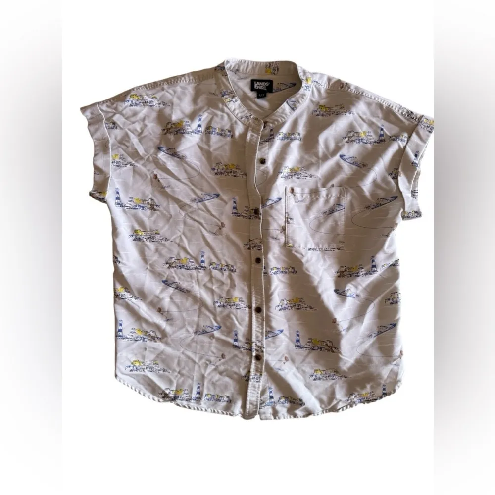 Lands End Shirt Large 14-16 Womens Hawaiian Tropical Rayon Camp Rayon , Viscose - Image 2