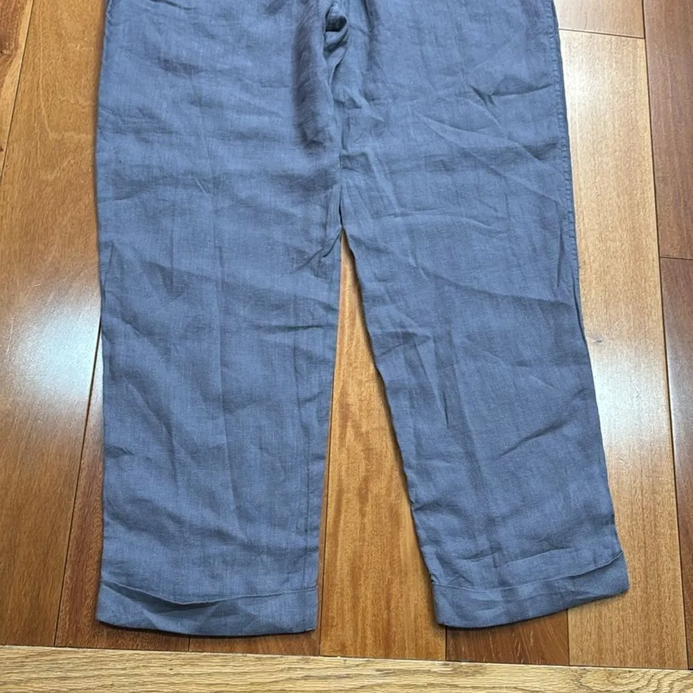 NWT Tahari Women Linen Blueish Grey Pants Elastic Waist‎ size XL - Image 6
