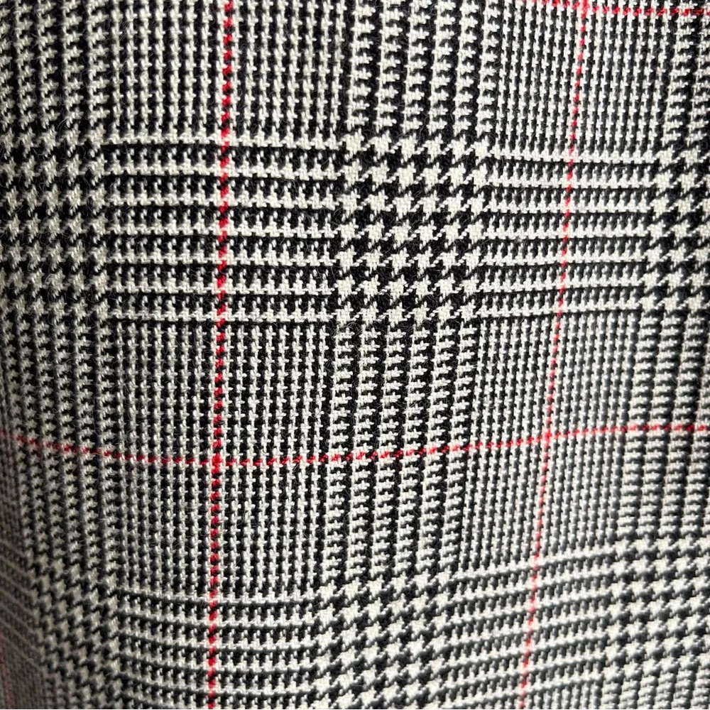 Vintage 80s Giorgio Sant’Angelo Wool Skirt Houndstooth Plaid Midi Pencil Size 12 Black - Image 2
