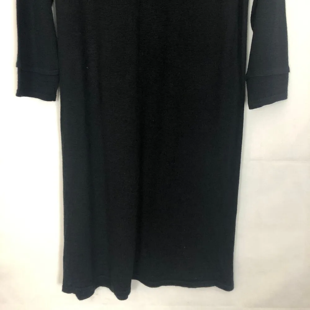 Tahari Sweater Dress Womens Medium Wool Blend Double Breasted Midi Old Money Black - Image 8