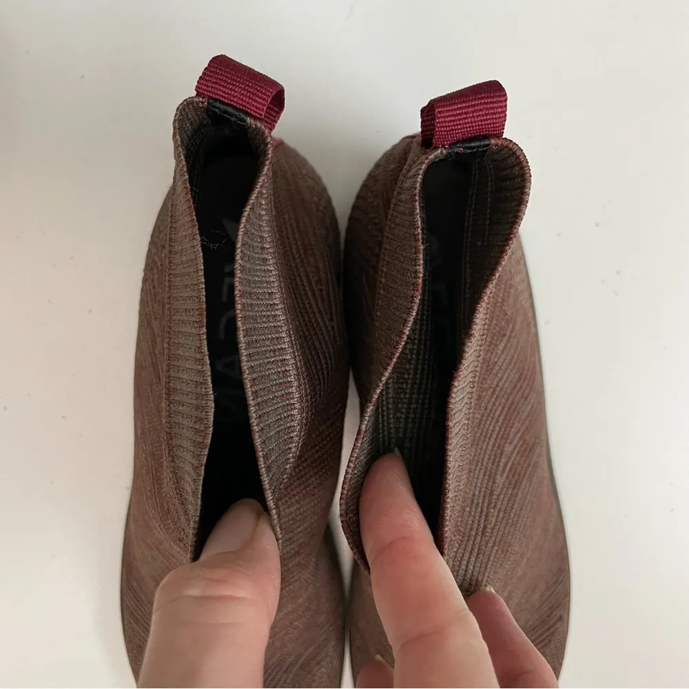 Naot Bootie Boot Sock Koretake Knit Vegan Comfort Stone Brown Melange Burgundy Red Size 10 - Image 9