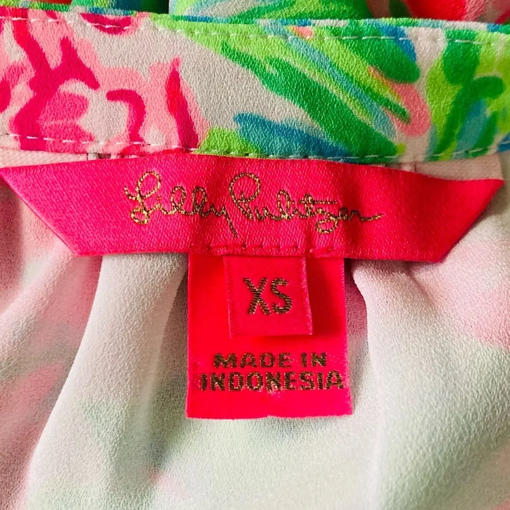 Lilly Pulitzer Caroline Lileeze bright pink and green halter swing dress. XS - Image 6