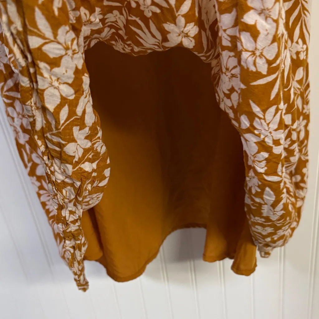 Old Navy Women's XL Mustard Yellow and White Floral Dress - Image 5