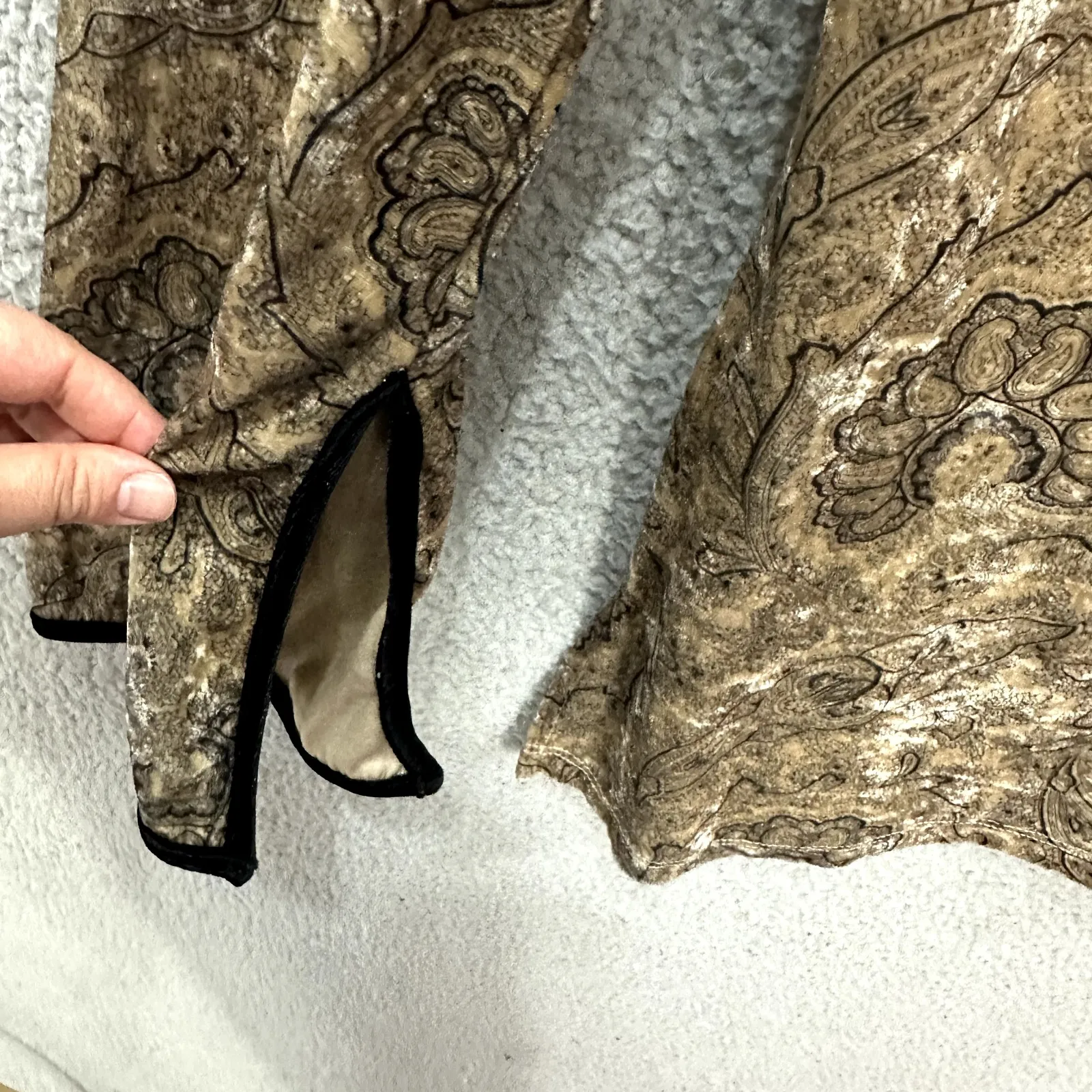 Vintage RAG Crushed Velvet Top M Brown Paisley Whimsigoth Boho Fairy Grunge Y2K Size M - Image 4